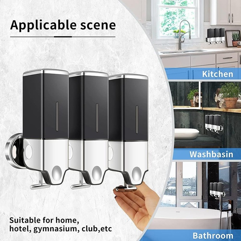 No Drill Manual Press Head Wall Mounted Soap Dispenser, Shower
