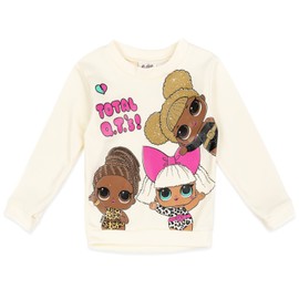 L.O.L. Surprise! Diva Fierce Queen Bee Big Girls Fleece Fashion Pullover Sweatshirt and Pants Set Pink/White 10-12