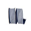Reliant Ribbon Striped Linen Value Wired Edge, Navy/White, 1-1/2 Inch,