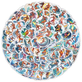 Surfing Stickers for Laptop (100 PCS),Gift for Children Teens Adults Girl Boys,Waterproof Stickers for Water Bottle,Surfing Sports Vinyl Stickers for Scrapbook,Skateboard,Bike,Phone,Dairy