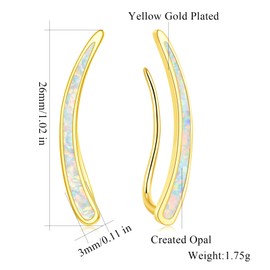 CiNily Opal Earrings, Ear Cuffs Climber Earrings for Women Hypoallergenic, 14K Gold Plated White Opal Cartilage Earrings Crawler Stud Earrings Dainty Jewelry Fashion Earring Birthday Gift for Women