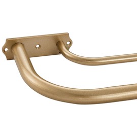 Antique Gold Double Curtain Rods, Double Curtain Rod for Window 48-84 Inch, Room Darkening Wrap Around Double Window Rods, Adjustable 1-Inch Front and 5/8 Inch Back Double Drapery Rod