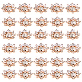 EXCEART Snowflake Rhinestone Buttons 0.59 Inch Flat Back DIY Sewing Buttons Decorative Rhinestone Button Decors for Clothing Dress Shirt Sweater 30 Pieces