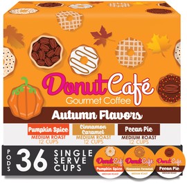 Donut Cafe Single Serve Coffee Pods for Keurig K-Cup Brewers, Autumn Flavors, 36 Count
