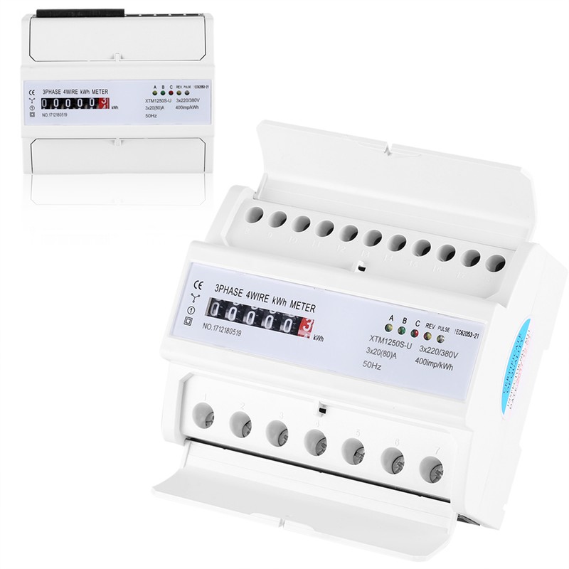 Digital 3phase 4 Wire DINRail Electric Meter 20(80)A Electronic KWh