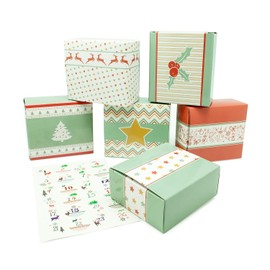 Advent Calendar for Filling, 24 Cardboard Boxes, Gift Bags, Christmas, Calendar Craft Set Including Number Stickers pajoma