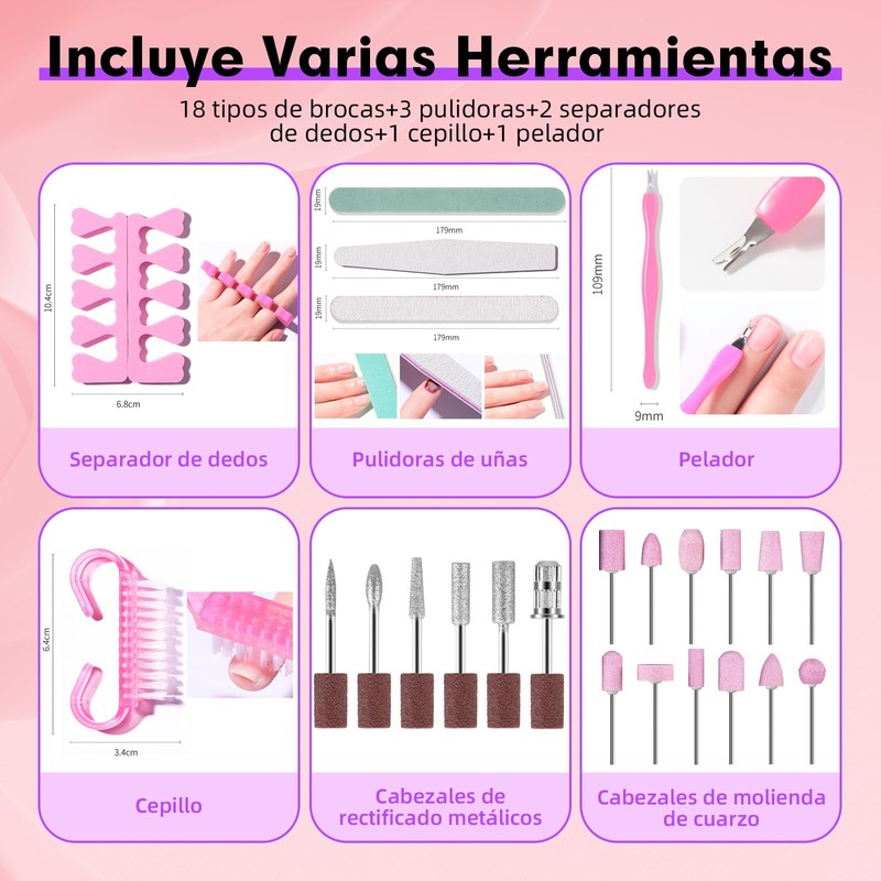 Drill para Uñas Profesional,Lostrain Lima de Uñas Eléctrica con 18