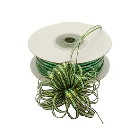 Lassos Boutique 1/8" X 50 Yards Iridescent Pull String Bows Christmas Gift Ribbon (Moss Green)