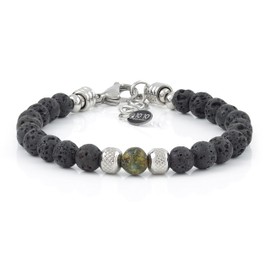 10:10 His and Hers Bracelet with Natural Stones Diameter 6 mm and Diamond-Coated Stainless Steel Balls. Highly Resistant Adjustable Bracelet. Made in Italy, Stainless Steel Stone