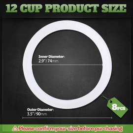 LitOrange 8 PCS Replacement Spare Food Grade Silicone (Better Than Rubber) Gasket Seal Ring For Aluminium Stovetop Coffee Maker Pots 12 Cups