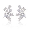 Women’s Cubic Zirconia Cluster Earrings - 14k White Gold Plated