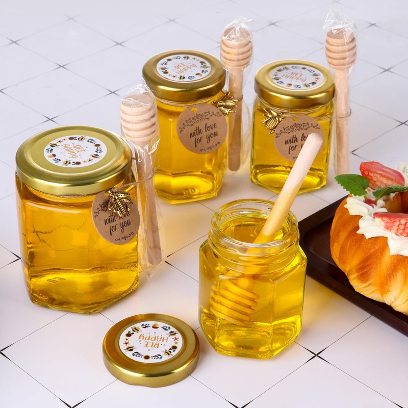 Mcupper 4 oz Small Honey Jars with Dipper, 30 Pack