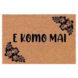 Welcome Doormat Coco Coir Door Mat Gift E Komo Mai Hawaiian Hawaii (30" x 18")