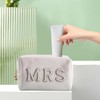 Tabanzhe Bride Cosmetic Bag-MRS Letter Bling Pearl Rhinestone Travel Makeup