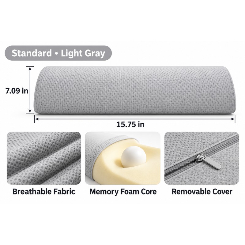 Memory Foam Lumbar Support Pillow for Reclining – Semi-Roll Back