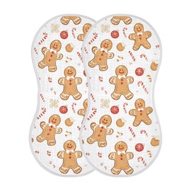 TEAMOMAS Christmas Gingerbread Man Candy Muslin Burp Cloths for Baby, Ultra-Absorbent and Soft Cotton, 4-Layer Baby Burping Cloths, Perfect for Newborns, Boys, and Girls, 2 Pack 373