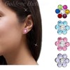 Crystal Flower Stud Earrings 925 Sterling Silver Children Girls, Silver