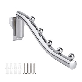 Clothes Hooks Wall Foldable Clothes Fan Wall Hook Foldable Stainless Steel 180° Rotating Wall Clothes Rack Clothes Fan Metal Clothes Rail Wall Mounted Coat Hook for Laundry Room Bathroom Balcony