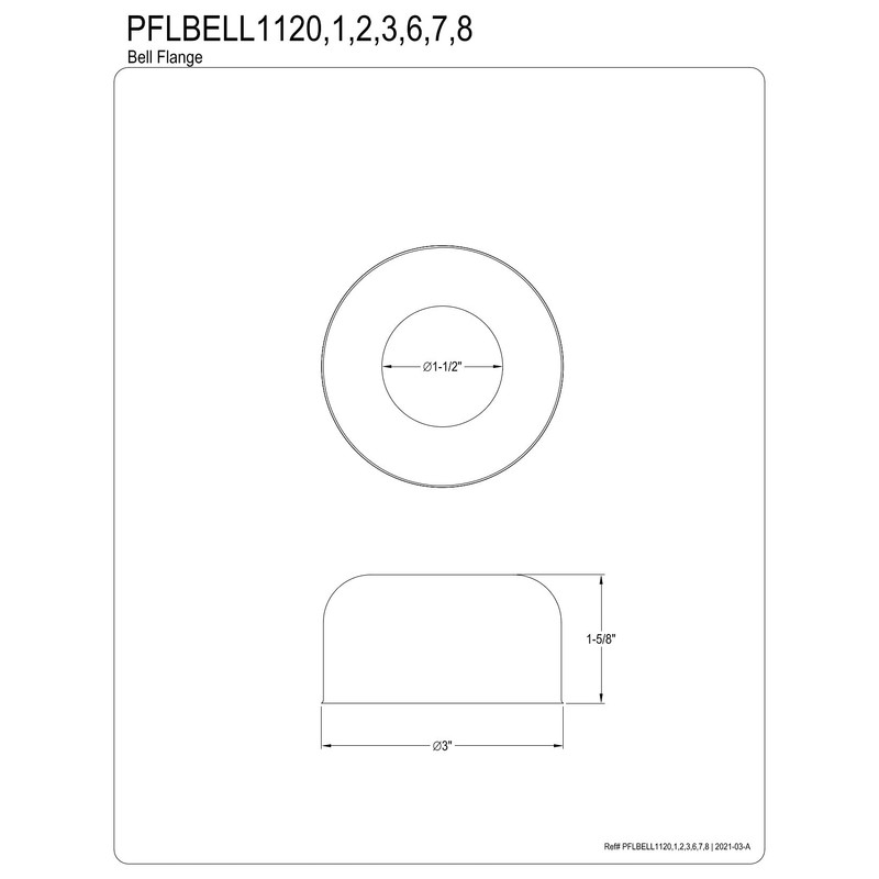 Kingston Brass PFLBELL1120 1-1/2" Bell Flange, Matte Black