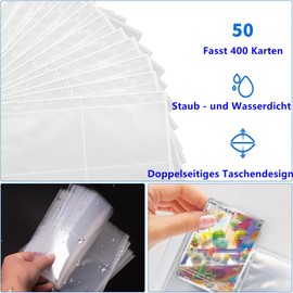 Trading Card Album 400 Card Pockets 50 Pages Waterproof PU Material Portable Black (Black)
