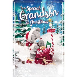Me To You Bear 3D Holographic Special Grandson Christmas Card