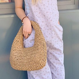 Otikwio Crescent Straw Shoulder Handbag for Women Summer Beach Tote Raffia Woven Purse Hobo Underarm Bag 2025