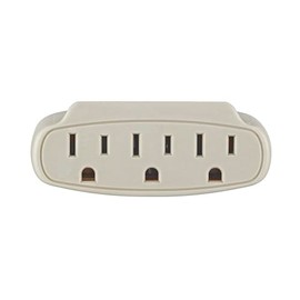 Leviton Grounding Adapter, 125 V, 15 A, 3 Outlet, 1 Pack, 697-I, Ivory