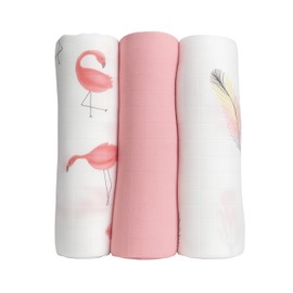 Cuddle leaf Muslin Baby Swaddle Blanket/Wrap Set – 70% Bamboo & 30% Cotton – Soft, Lightweight, Breathable – Oeko-TEX Certified – 3-Pack – 120x110 cm (Pink Parade)