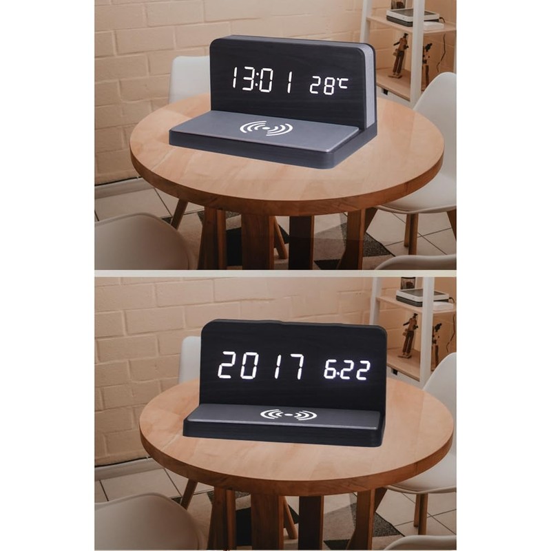 Peakloong 10W Multifunctional LED Wireless Charging Alarm Clock Silent Clock