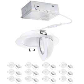 POPANU 4 inch LED Gimbal Recessed Light, 9W 750lm Eyeball Sloped Ceiling Task Lighting, Soffit Wafer Indoor Directional Lighting, 90° Tilt and 360° Rotation Recessed Lighting 4 inch White 12Pack