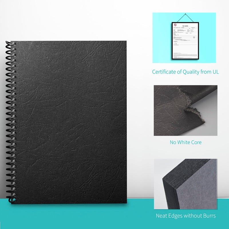 Binditek 50 Pack A4 Leather Grain Binding Covers, 250 GSM，Presentation