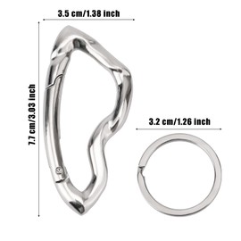 lasuroa Silver Cool Carabiner Clip, Zinc Alloy Unique Irregular Shaped Carabiner Keychain Y2K Star Keyring Accessories for Men Women Key Backpack Purse Decorations
