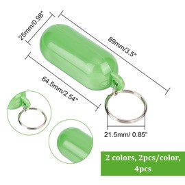 nbeads Pack of 4 2 Colours Floating Plastic Key Ring, About 8.9 cm Long, Pill Shape, Floating Key Ring, Floating Key Holder for Boating, Fishing, Sailing and Outdoor Sports