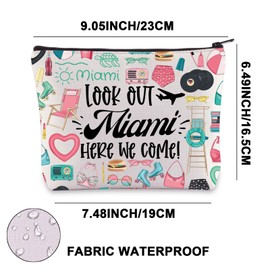 JNIAP Miami Makeup Bag Miami Trip Gifts Miami Florida Travel Bag Miami Bachelorette Gifts Miami Florida Beach Zipper Pouch (Look Out Miami)