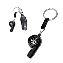 KANDUJIMU Car Turbo Keychain, Creative Metal Spinning Turbocharger Key Fob, Universal Vehicle Part Keychain Key Ring Decoration (Black)