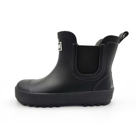 AMOJI Toddler Chelsea Boots Boy Girl Kids Rain Boot Child Slip on Ankle Rubber Boot Children Waterproof Rain Shoes Black Size 9.5-10 Toddler