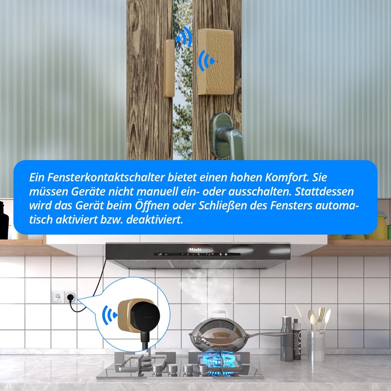 Epochglo Window Contact Switch for Cooker Hood, Wireless Exhaust Control,