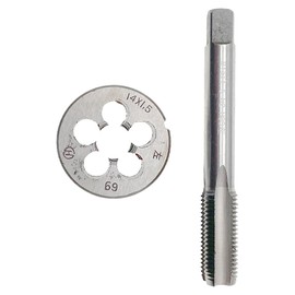 M14x1.5 Tap & Die Set LH Left Hand Machine M14x1.5 Metric Thread Tap Round Die Straight Fluted, M14 x 1.5 Tap Set Round Die LH Tool