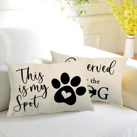 2Pack Double-sided printed Dog Pillow Covers - 12'20' Funny Pet Paw Decor Cushion Cover - For Dog Lovers Moms Girls Women Gifts (Brown, Orange)