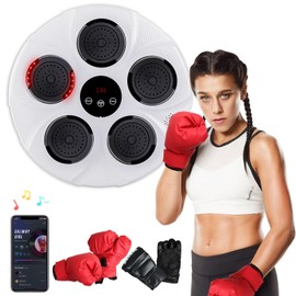 GCCSJ Music Boxing Machine Home Wall Mounted Electronic Boxing Machine, Portable Smart Bluetooth LED Lights Music Boxing Machine, 2 Pair Boxing Gloves, Home Kids Adult Boxing Training, Stress Release