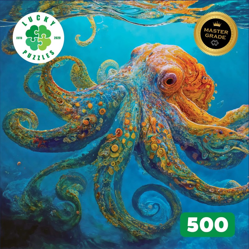 Lucky Puzzles Octopus in a Swirling Sea | 500 Piece
