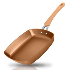 NutriChef 9.45'' Durable Stylish Grill Pan-Non-Stick High-Qualified Cookware, Induction PTFE/PFOA/PFOS-Free Heat Resistant Lacquer Kitchen Ware, Compatible with Models: NCCW14S & NCCW20S, 1, Golden