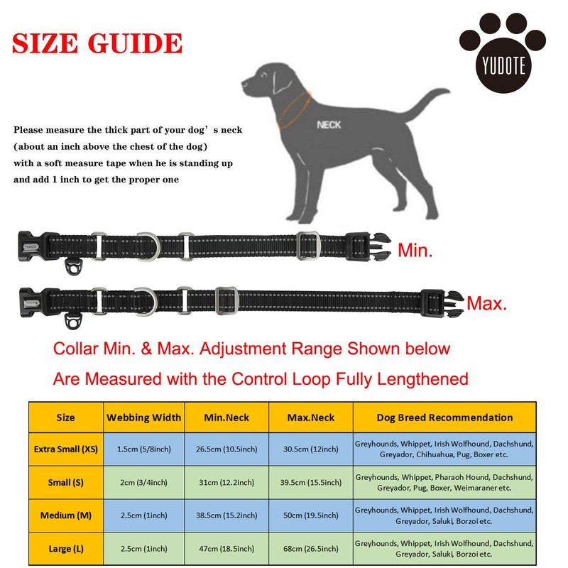 YUDOTE Reflective Martingale Dog Collars, Escape Proof Anti-Pull Training Collar