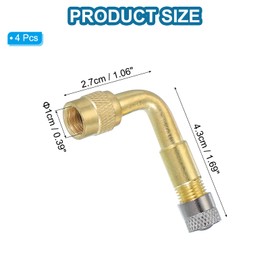 PATIKIL 90 Degree Valve Stem Extension, 4 Pcs Universal Tire Valve Stem Extenders Adaptor Compatible for Cars Bicycles Motorcycles Trailers RV Leisure Vehicles, Gold