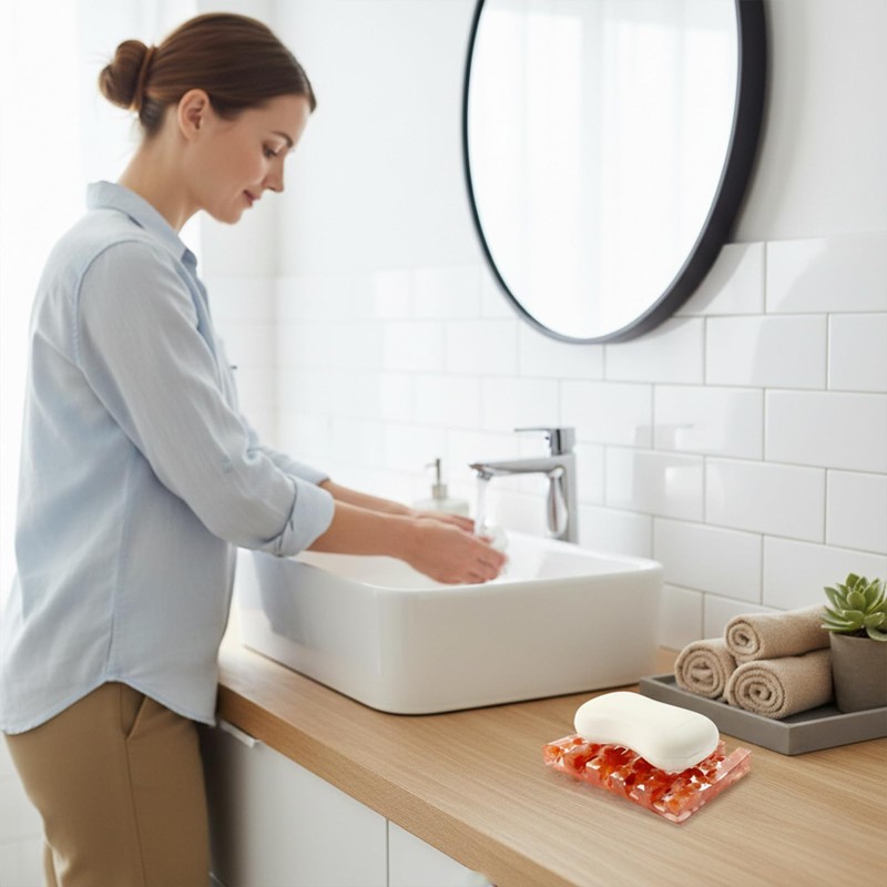 KUHPLOVE Draining Soap Holder Made of Resin, Terrazzo Pattern Tray