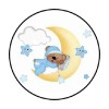 Homemade 48 BABY BEAR MOON ENVELOPE SEALS LABELS STICKERS 1.2" ROUND
