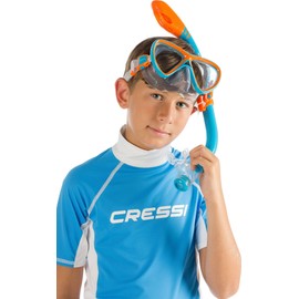 Cressi Junior Lycra Skin Short Sleeve Rash Guard UV Sun Protection (UPF) 50+, Blue , S/2,(Manufacturer Size:6-7 Years)