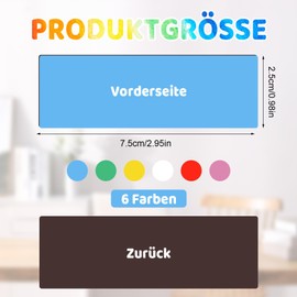 Partideal Pack of 120 Magnetic Labels, Writeable, 75 x 25 mm, Magnetic Labels for Labelling, Colourful Magnetic Labels, Reusable, Wipe-Clean Magnetic Signs for Whiteboard, Refrigerators