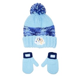 Bluey Toddler Boy's / Girl's 2pc Cuffed Pom Chunky Knit Beanie and Mittens Set