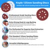 Keple Sanding Discs 125mm - Velcro Backing, Round Sandpaper Set,